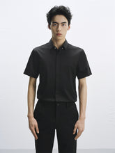 Men's Black Short-Sleeve Business Shirt